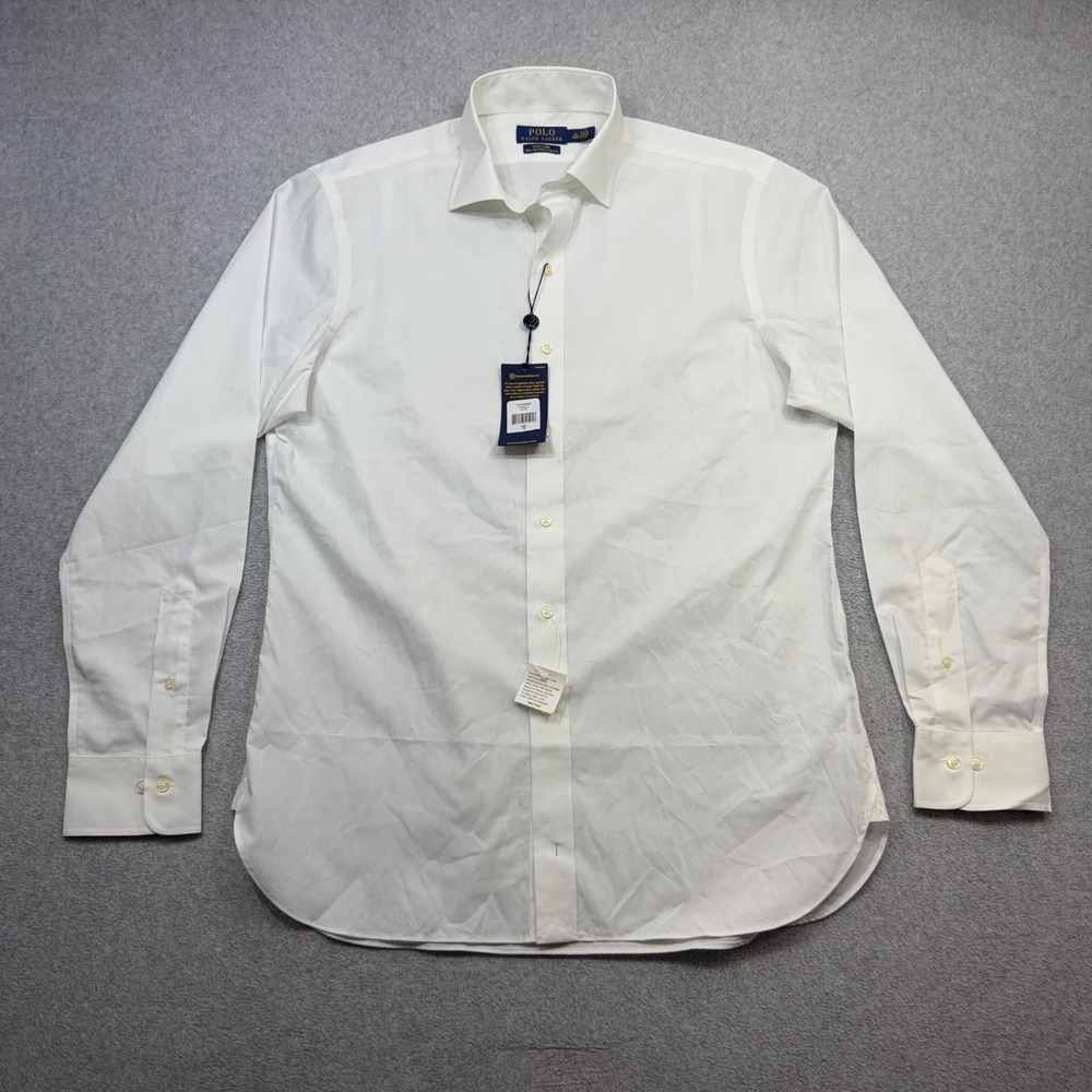 Polo Ralph Lauren Shirt Mens 16 40 41 White Easy Care Cotton Stretch Dress